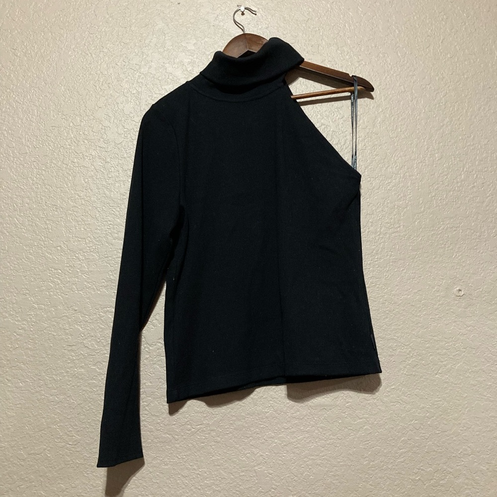 Calvin Klein Jeans Black One-Shoulder Turtleneck Top